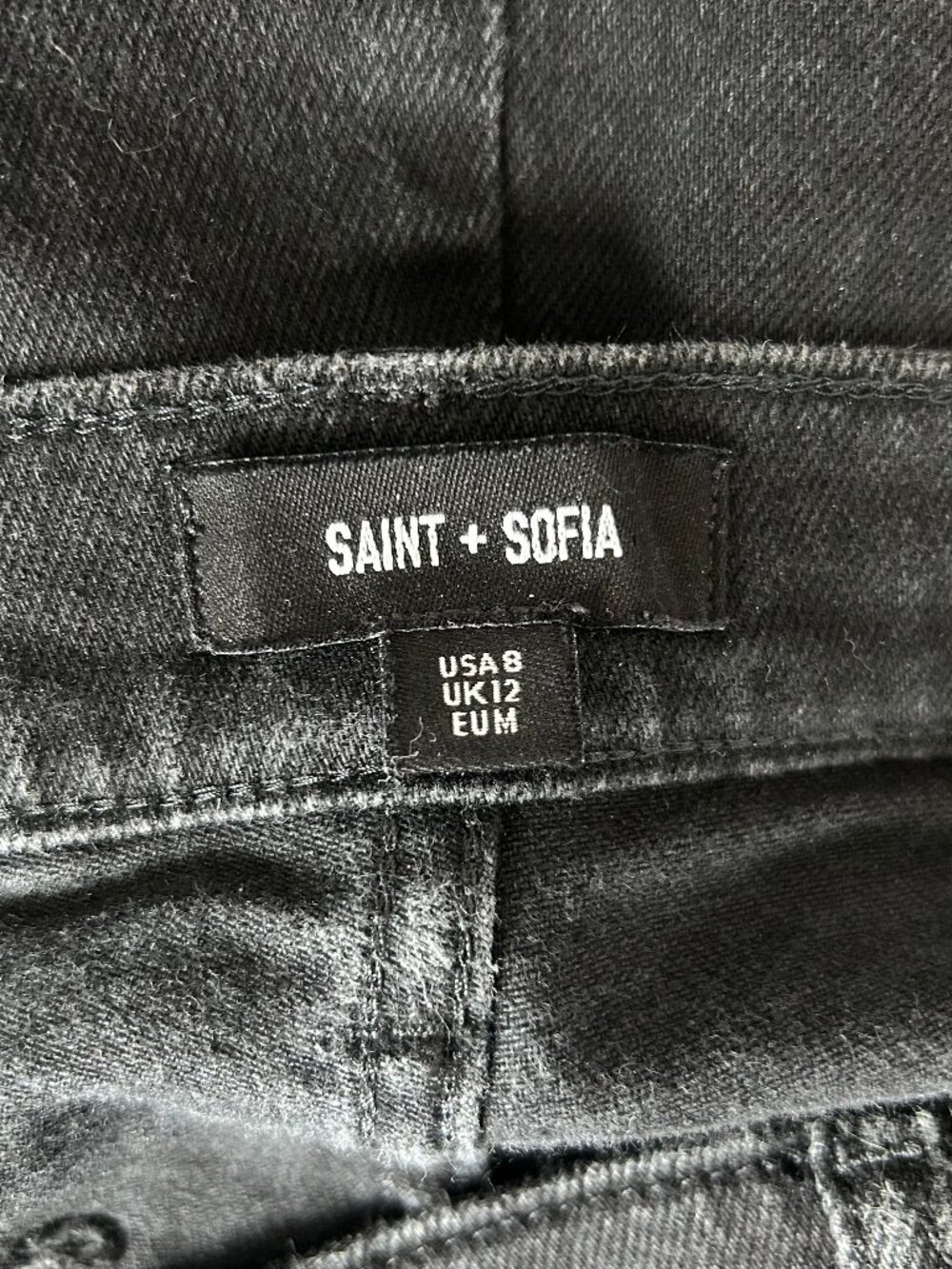 Saint + Sofia Bowie Stretch Flare Jeans Black Wash Patch Pocket Size 8 - Picture 5 of 9